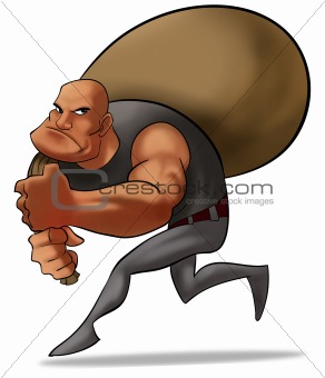 robber with a sack of money