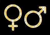 Gold gender symbols