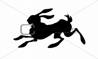vector silhouette of the rabbit on white background