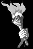 drawing of a torch in the hand of a person