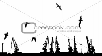 vector silhouette shipyard