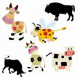 vector illustration of the cow on white background