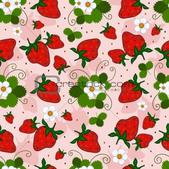 Pink repeating pattern with a strawberry