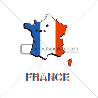 France map in the form of the French flag. Vector illustration