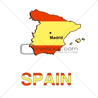 Spain map in the form of the Spanish flag. Vector illustration