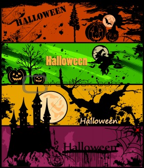 Set Halloween banners in different colors. Vector
