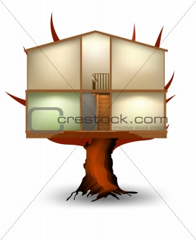 The cut house on a tree. Vector