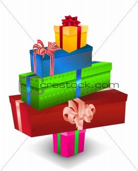 Christmas  tree made of gifts. Vector illustration
