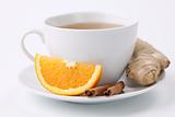 Orange tea with cinnamon and ginger