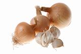 Ripe onions and garlic