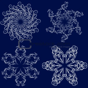 Set of four snowflakes 