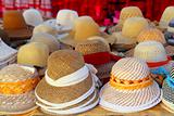 Hats arrangement on market hand craft shop
