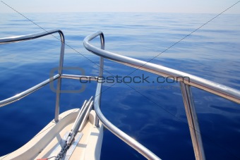 boat sailing blue calm ocean sea bow railing