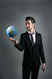 World globe map sphere in businessman hand