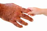 little kid hand holding hairy father big hand