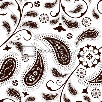 Seamless white-brown floral pattern 
