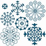 Set blue vintage snowflakes