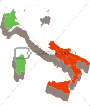 3d map with flag of Italy