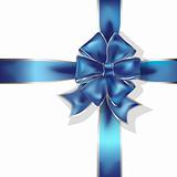 blue gift ribbon and bow vector object