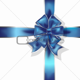 blue gift ribbon and bow vector object
