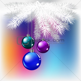 Christmas balls on a colored background
