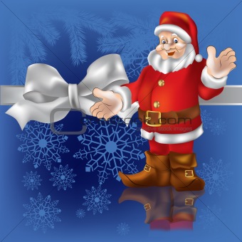 christmas gift Santa Claus on a  blue background