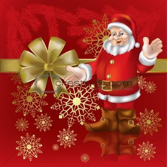 christmas gift Santa Claus on a  red background