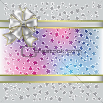 christmas gift white bow on grey background