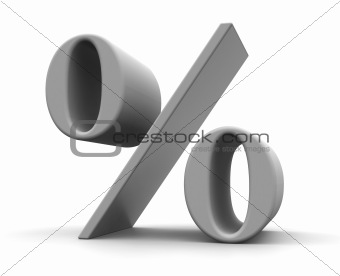 Gray Percent Sign Isolated on the White Background