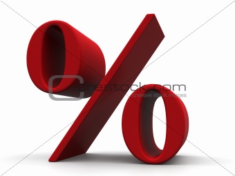Red Percent Sign Isolated on the White Background
