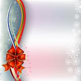 christmas greeting red bow with colored ribbons