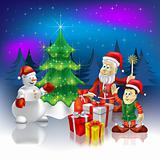 christmas greeting Santa Claus with gifts