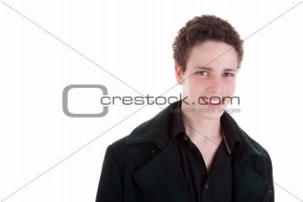 handsome young man smiling  on white background. Studio shot
