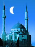 Mosque with two minarets in Baku, Azerbaijan 