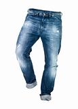 Worn blue jeans isolated