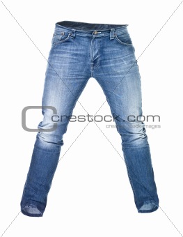 Worn blue jeans isolated