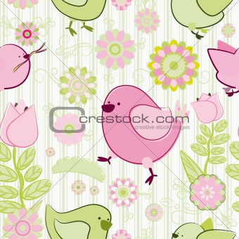 Seamless Background with birds.