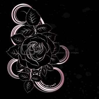 Vector black and pale pink flowers decoration with place for tex