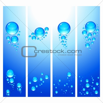 Eps Set of vertical banners with water bubbles.