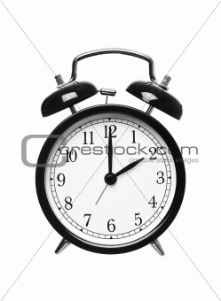 Alarm clock shows Two o`clock