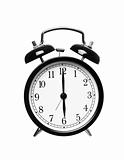 Alarm clock shows six o`clock
