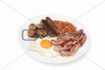 Typical english fried or cooked breakfast