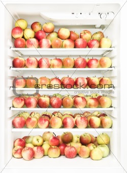 Refrigerator with several apples