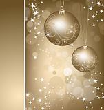 Christmas gold background with ball. Vector