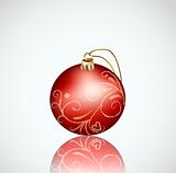 Christmas red ball on white background. Vector