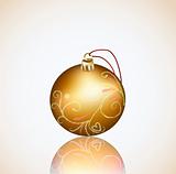 Christmas gold ball on white background. Vector