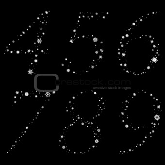 Digits made of snowflakes