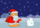 Santa Claus and polar bear