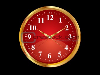 red clock icon with golden border