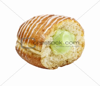 Tasty  doughnut with jam and icing